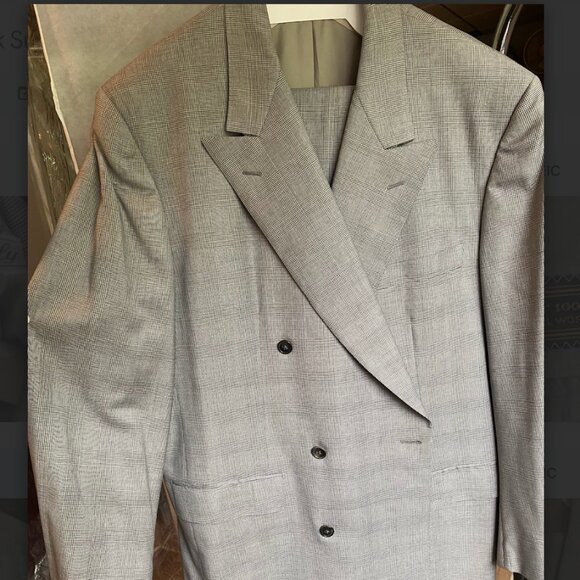 Belvest Light Gray Plaid Suit Super 100s Wool